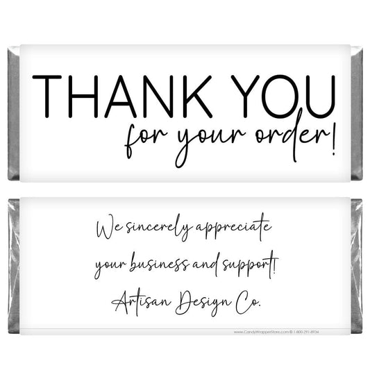 Simple Script Thank You Candy Bar Wrapper - TY219 Simple Script Thank You Candy Bar Wrapper Regular Size Wrapper TY219