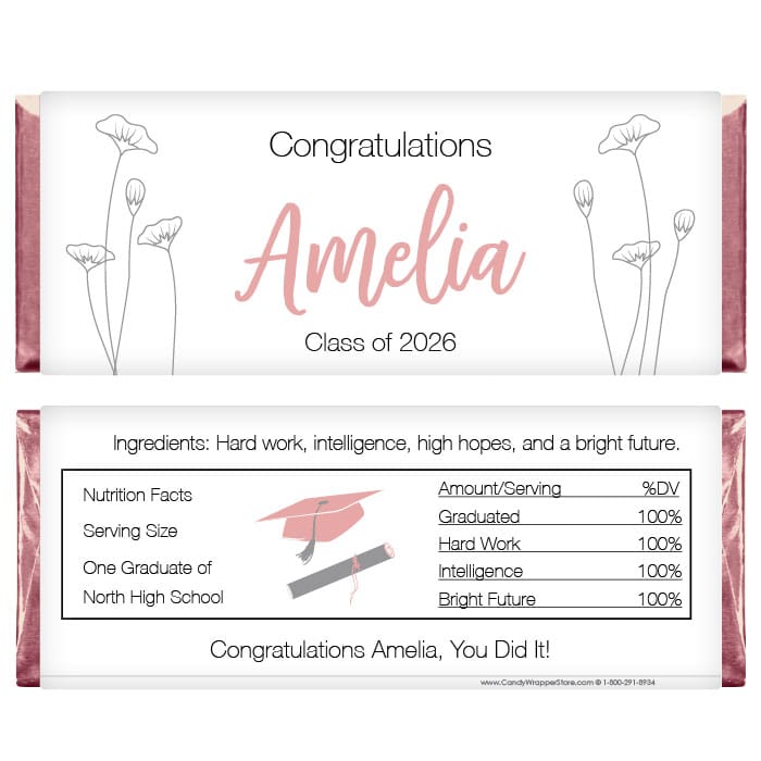 Simple Sketched Poppy Graduation Candy Bar Wrappers Simple Sketched Poppy Graduation Candy Bar Wrappers Candy Wrappers GRAD356