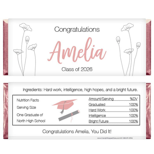 Simple Sketched Poppy Graduation Candy Bar Wrappers Simple Sketched Poppy Graduation Candy Bar Wrappers Candy Wrappers GRAD356