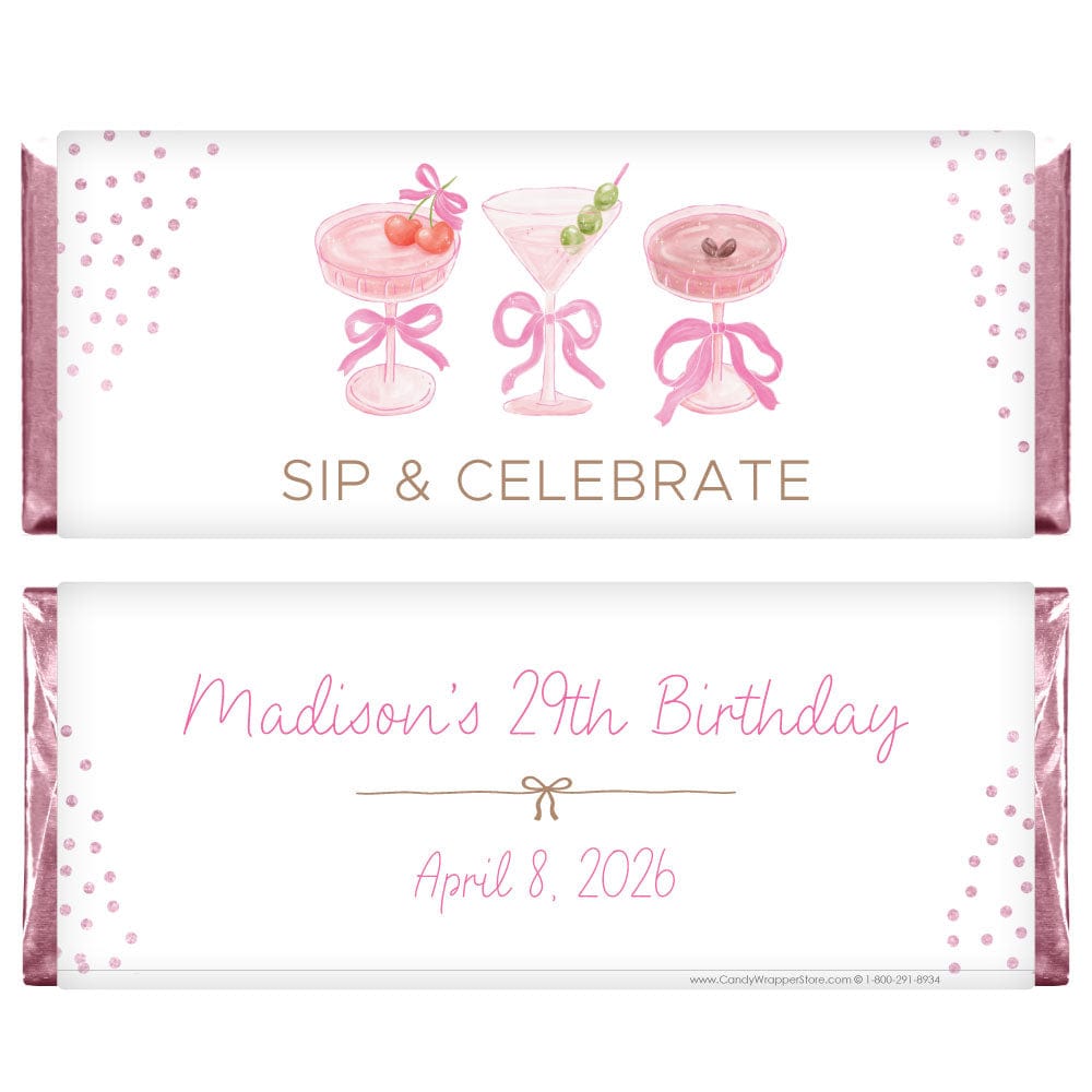Sip and Celebrate Birthday Candy Bar Wrapper – Candy Wrapper Store