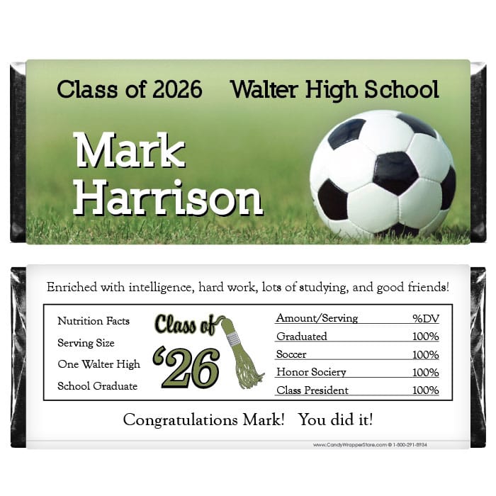 Soccer Graduation Candy Bar Wrapper Soccer Graduation Candy Bar Wrapper Candy Wrappers GRAD232