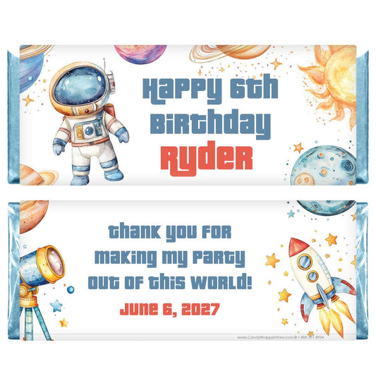 Space Theme Birthday Candy Bar Wrapper - BD541 Space Theme Birthday Candy Bar Wrapper Candy Wrappers BD541