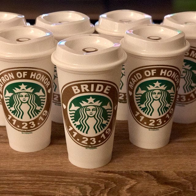 Starbucks Glitter Vinyl Bridal Party Custom Decal Party Favors starbucks