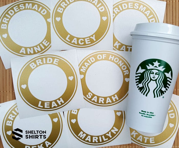 Starbucks Glitter Vinyl Bridal Party Custom Decal Party Favors starbucks