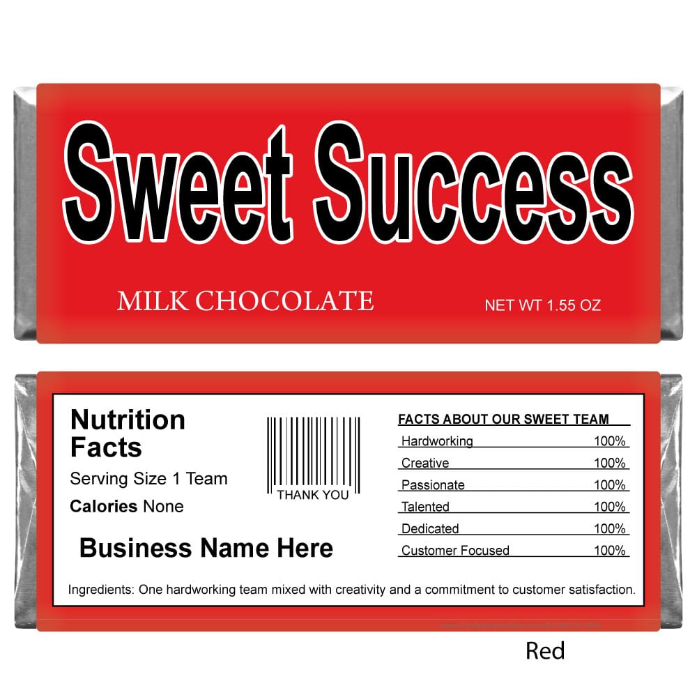 Sweet Success Business Candy Bar Business Candy Bar Wrapper 1.55 oz Candy Bars Candy & Chocolate Candy Wrapper Store