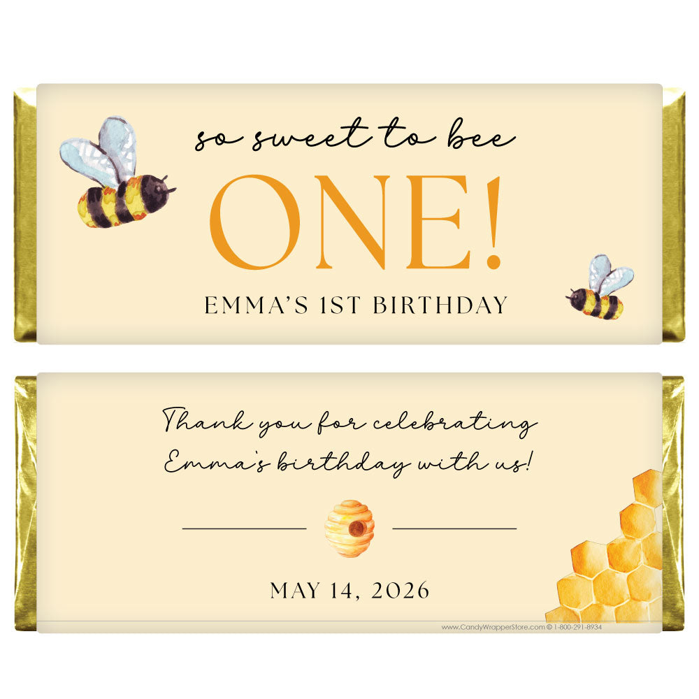 Sweet to Bee One Birthday Candy Bar Wrapper - BD546 Sweet to Bee One Birthday Candy Bar Wrapper Candy Wrappers BD546