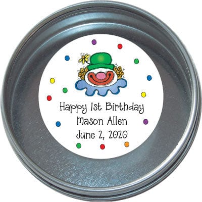 TBD1 - Clown Birthday Tins - Set of 24 Clown Birthday Tins Party Favors Candy Wrapper Store