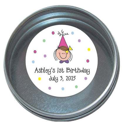 TBD2 - Girl Party Hat Birthday Tins - Set of 24 Girl Party Hat Birthday Tins Party Favors Candy Wrapper Store