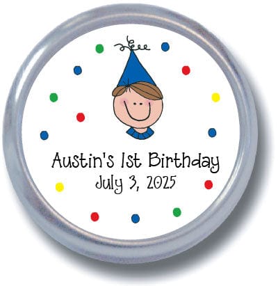 TBD3 - Boy Party Hat Birthday Tins - Set of 24 Boy Party Hat Birthday Tins Party Favors Candy Wrapper Store