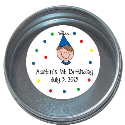 TBD3 - Boy Party Hat Birthday Tins - Set of 24 Boy Party Hat Birthday Tins Party Favors Candy Wrapper Store