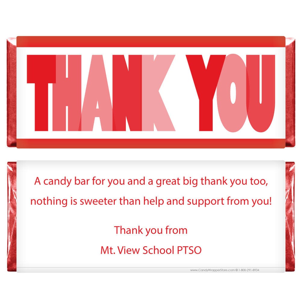 Thank You Candy Bar Wrapper - TY201 Thank You Candy Bar Wrapper TY201