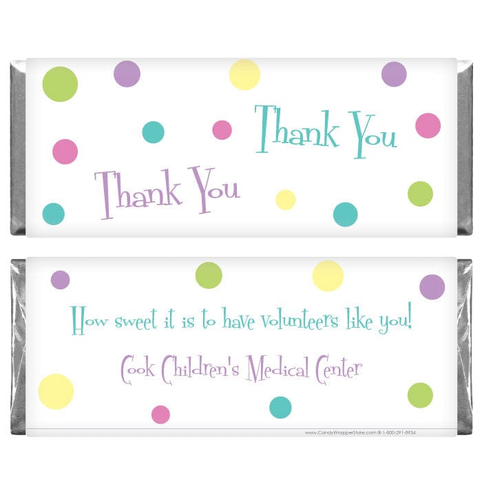 TY283 - Thank You Confetti Dots Wrapper Retro Dots Thank You Themed 1.55 oz Hershey's Candy Bar Wrappers Candy Wrappers TY283