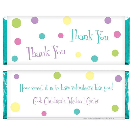TY283 - Thank You Confetti Dots Wrapper Retro Dots Thank You Themed 1.55 oz Hershey's Candy Bar Wrappers Candy Wrappers TY283