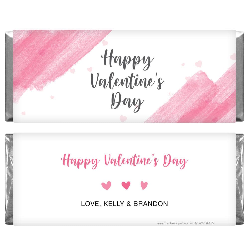 VAL240 - Watercolor Brush Valentine's Day Candy Bar Wrappers Watercolor Brush Valentine's Day Candy Bar Wrappers Candy Wrapper Store