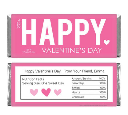 VAL247 - Happy Valentine's Day Pink Candy Bar Wrappers Happy Valentine's Day Pink Candy Bar Wrappers Seasonal & Holiday Decorations Candy Wrapper Store