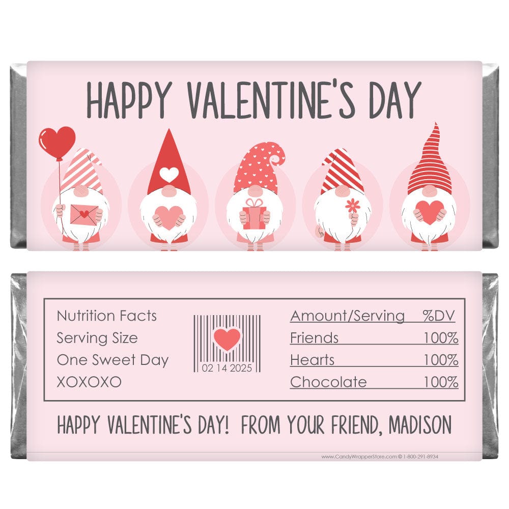 Valentine's Day Gnomes Candy Bar Wrappers Valentines Day Dog Heart Candy Wrappers val245