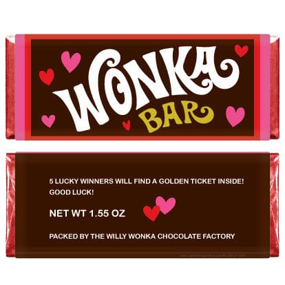 Valentine's Day Hearts Wonka Bar Candy Wrapper and Golden Tickets Valentine's Day Hearts Wonka Bar Candy Wrapper and Golden Tickets Party Favors wonka