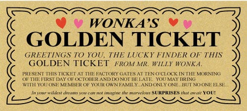 Valentine's Day Hearts Wonka Bar Candy Wrapper and Golden Tickets Valentine's Day Hearts Wonka Bar Candy Wrapper and Golden Tickets Party Favors wonka