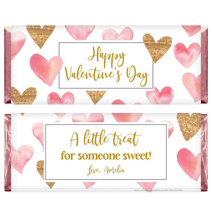 Valentine's Day Watercolor and Glitter Hearts Candy Bar Wrappers Valentine's Day Watercolor and Glitter Hearts Candy Bar Wrappers Seasonal & Holiday Decorations Candy Wrapper Store