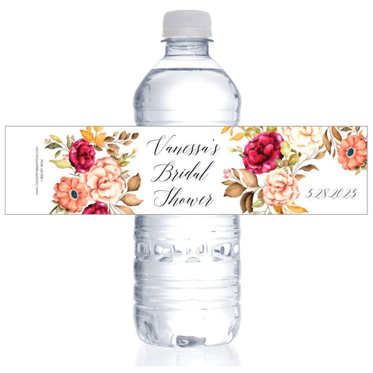 Vintage Floral and Leaves Bridal Shower Water Bottle Labels Party Favors WS458