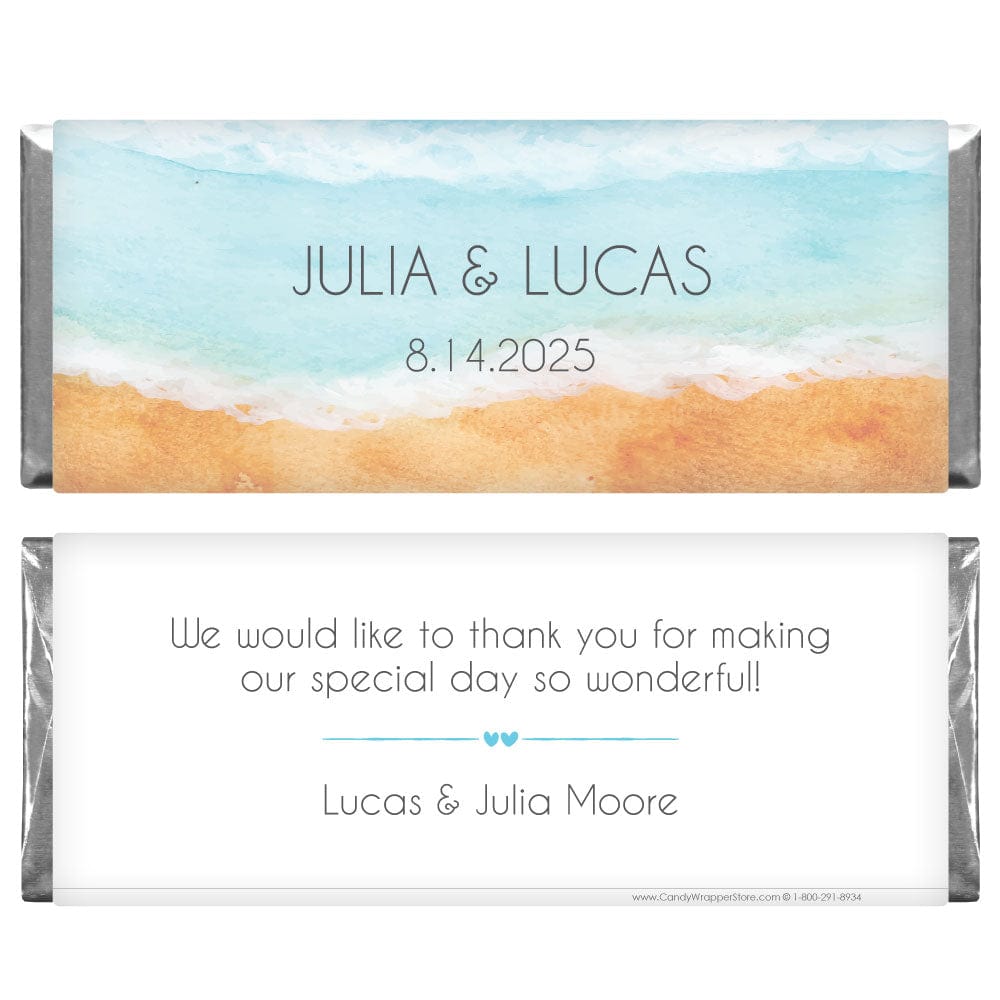 WA463 - Beach Watercolor Wedding Candy Bar Wrapper Beach Watercolor Wedding Candy Bar Wrapper Wedding Favors WA463