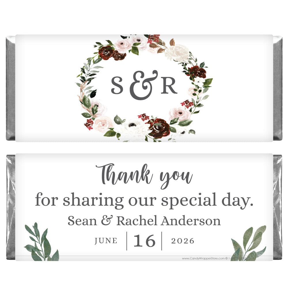 Rustic Wreath Wedding Candy Bar Wrapper – Candy Wrapper Store