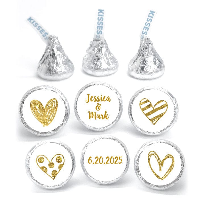 WAkiss6 - Wedding Hersheys Kisses Scribble Glitter Hearts Set of 6 designs Wedding Hersheys Kisses Sweet Words Set of 6 designs WAkiss1