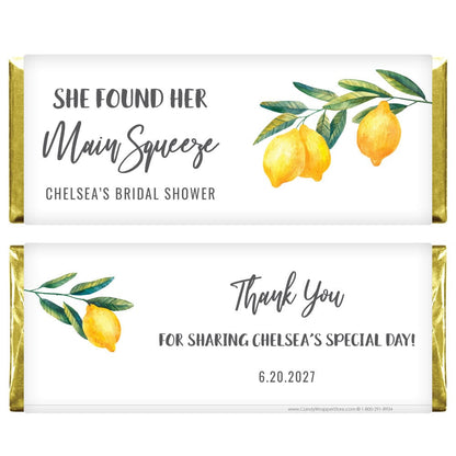 Watercolor Lemon Branch Bridal Shower Candy Bar Wrappers - WS350 Watercolor Lemon Branch Bridal Shower Candy Bar Wrappers WS350