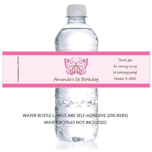 WBBD219 - Birthday Swirl Butterfly Water Bottle Labels Birthday Swirl Butterfly Water Bottle Labels Party Favors BD219