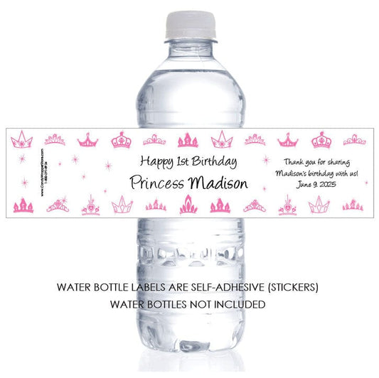 WBBD249 - Princess Crowns Birthday Water Bottle Labels Princess Crowns Birthday Water Bottle Labels Party Favors Candy Wrapper Store