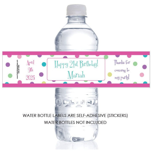 WBBD283 - Retro Dots Water Bottle Labels Retro Dots Water Bottle Labels Party Favors Candy Wrapper Store