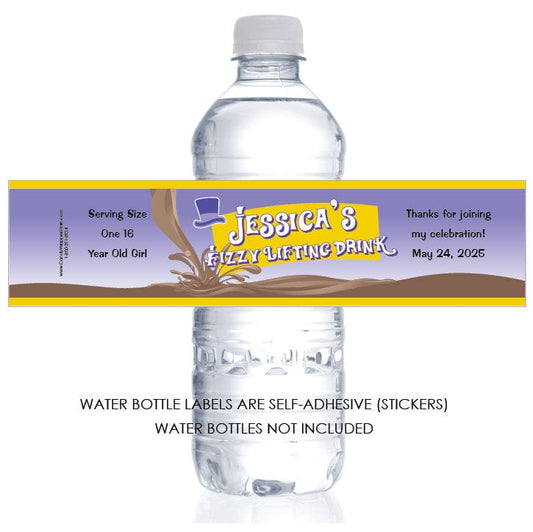 WBBD284 - Willy Wonka Theme Water Bottle Labels Willy Wonka Theme Water Bottle Labels Party Favors bd284