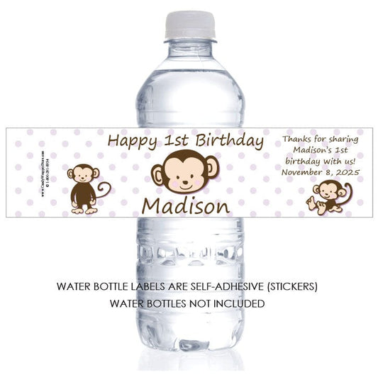 WBBD299LAV - Monkey Around Birthday Water Bottle Labels Monkey Around Birthday Water Bottle Labels Party Favors Candy Wrapper Store