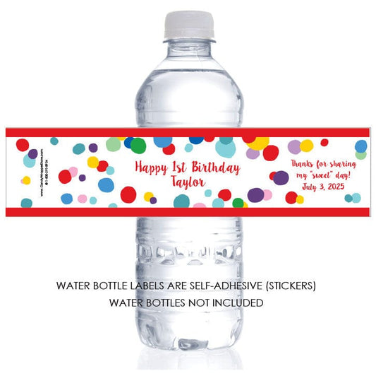 WBBD368 - Bold Modern Dots Birthday Water Bottle Labels Bold Modern Dots Birthday Water Bottle Labels Party Favors Candy Wrapper Store