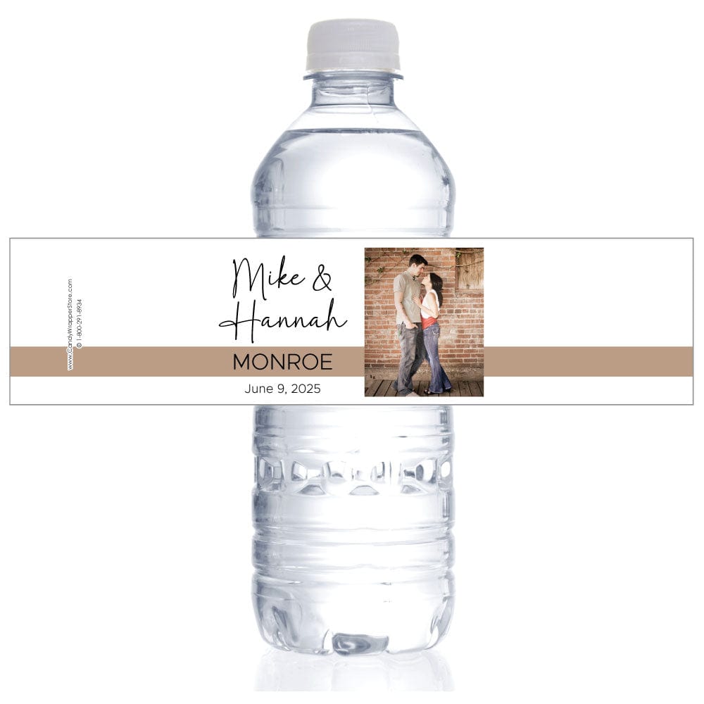 WBWA269photo - Wedding Simple Stripe Photo Water Bottle Labels Simple Stripe Photo Water Bottle Label for weddings and receptions Wedding Favors WA269