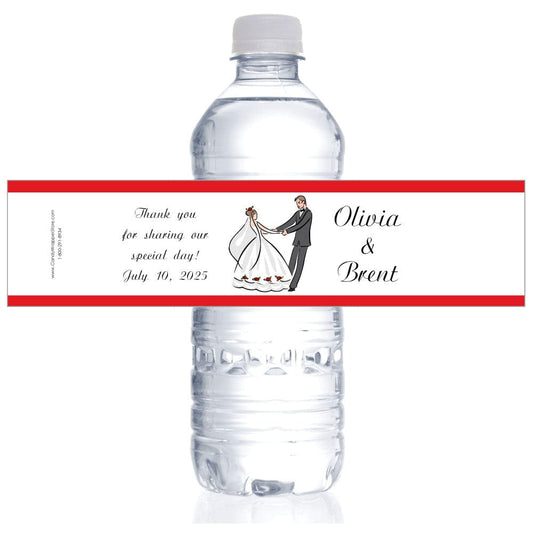 Wedding Bride and Groom Water Bottle Labels Dancing Bride and Groom wedding themed water bottle labels wa208