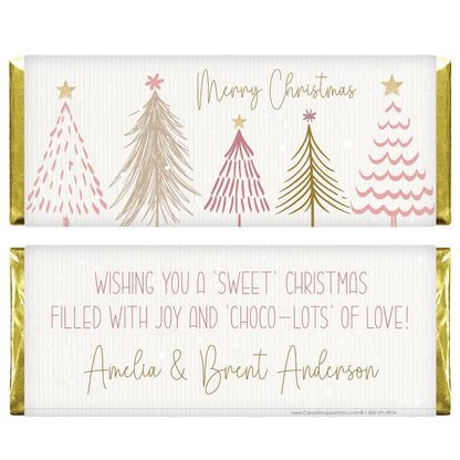 Whimsical Christmas Trees Personalized Candy Bar Wrapper - XMAS301 Whimsical Christmas Trees Personalized Candy Bar Wrapper Party Favors XMAS301