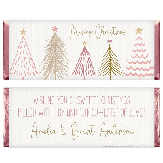 Whimsical Christmas Trees Personalized Candy Bar Wrapper - XMAS301 Christmas Gnomes Personalized Candy Bar Wrapper XMAS300