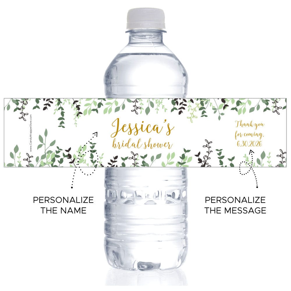 Wild Greenery Bridal Shower Water Bottle Labels Wild Greenery Bridal Shower Water Bottle Labels Party Favors WS390