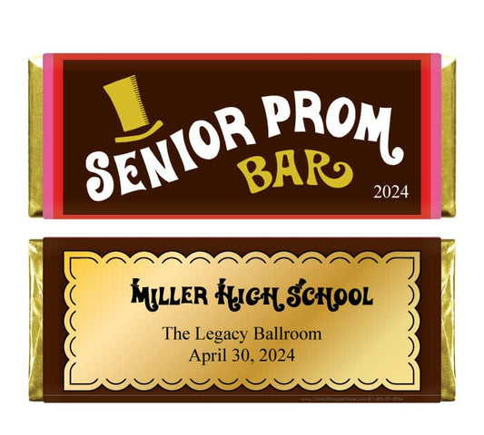 Wonka Theme with Golden Ticket Back Senior Prom or Ball Personalized Candy Wrapper Party Favors Prom