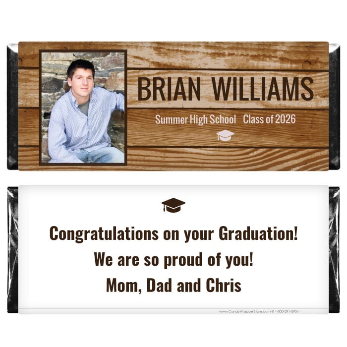 Wood Grain Photo Graduation Candy Bar Wrappers Wood Grain Photo Graduation Candy Bar Wrappers Candy Wrappers GRAD240