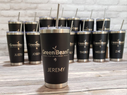 Your Logo Engraved Tumbler - Send Us Your Logo - Clear Sipper Slider Lid - FREE Stainless Steel Straw Shelton Shirts