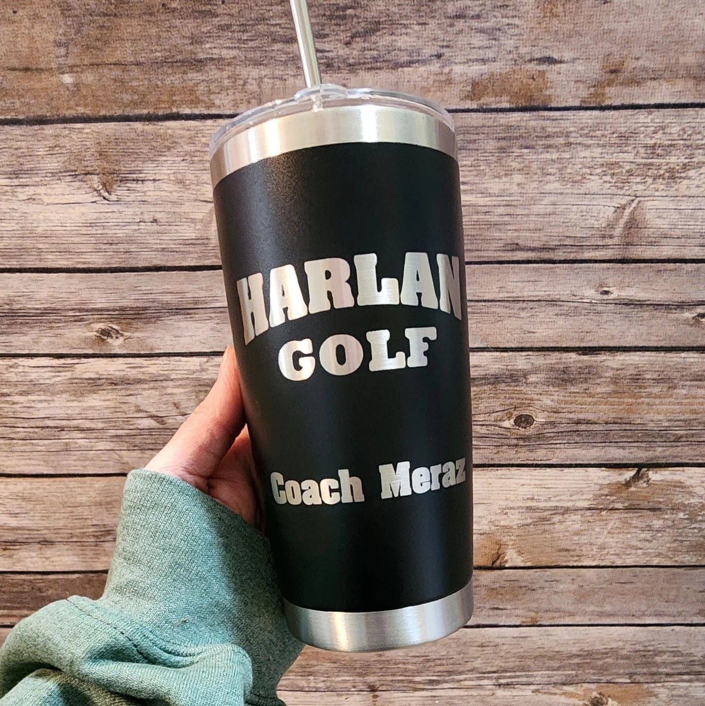 Your Logo Engraved Tumbler - Send Us Your Logo - Clear Sipper Slider Lid - FREE Stainless Steel Straw Shelton Shirts