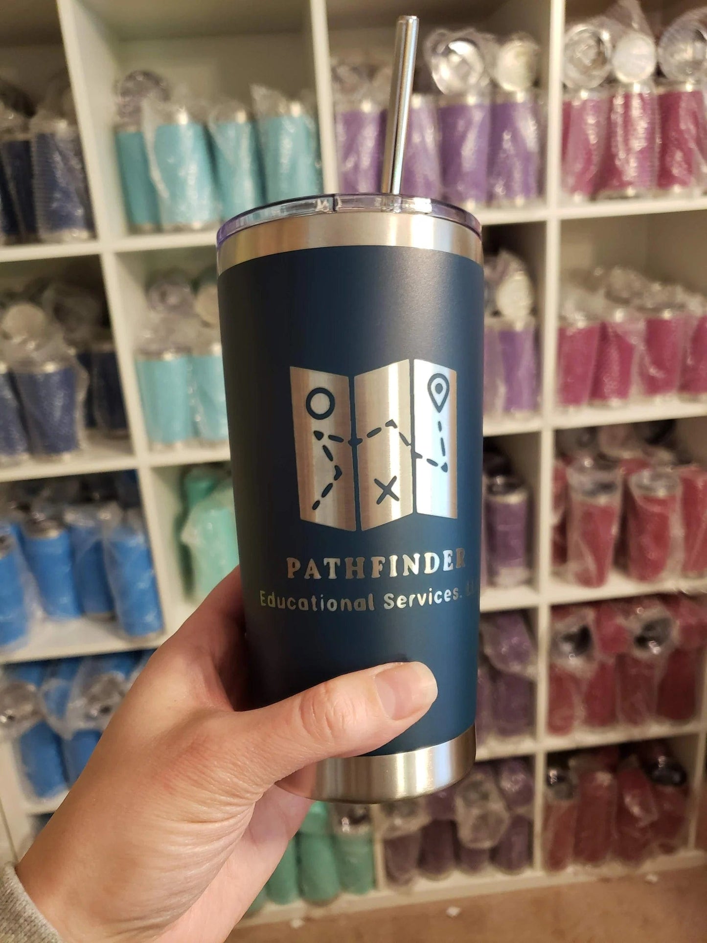 Your Logo Engraved Tumbler - Send Us Your Logo - Clear Sipper Slider Lid - FREE Stainless Steel Straw Shelton Shirts