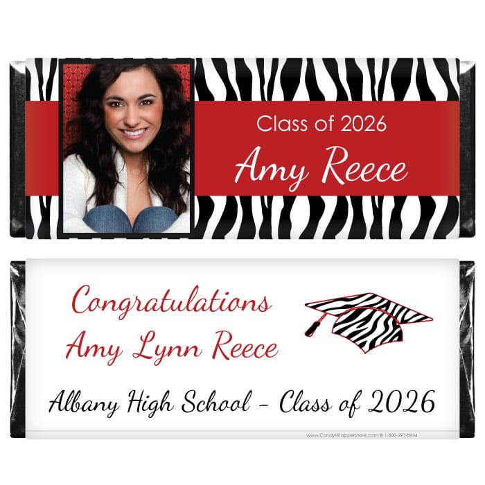 Zebra Print Graduation Photo Candy Bar Wrappers Zebra Print Graduation Photo Candy Bar Wrappers Candy Wrappers GRAD235