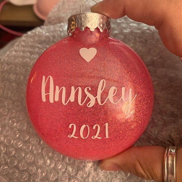 3 inch Glitter Personalized Christmas Ornament Holiday Ornament Hooks ornaments