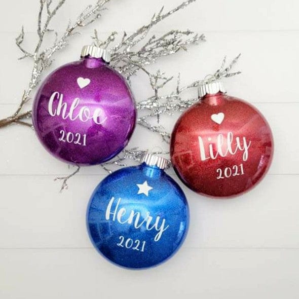 3 inch Glitter Personalized Christmas Ornament Holiday Ornament Hooks ornaments