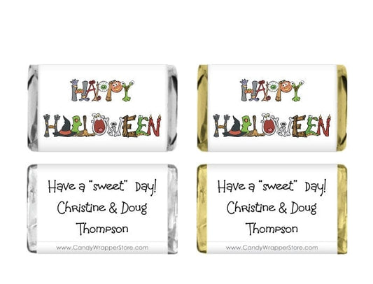 MINIHAL204 - Miniature Halloween Wrapper Miniature Halloween Candy Bar Wrappers Party Supplies HAL204