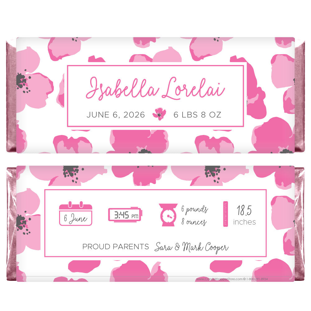 Pink Pretty Floral Baby Girl Birth Announcement Wrapper Birth Announcement