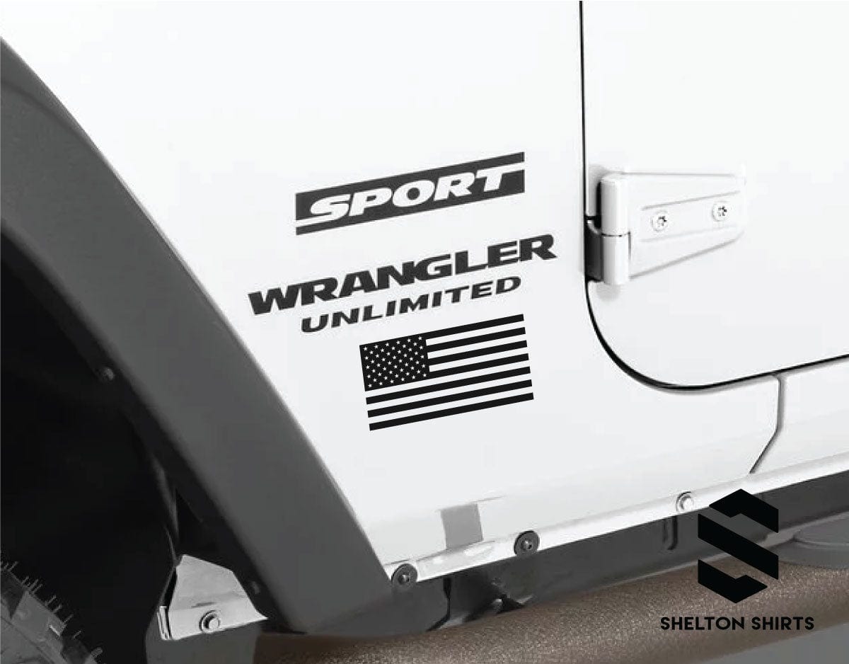 American Flag Matte Black 2 Vinyl Decal Stickers for Left and Right Si ...